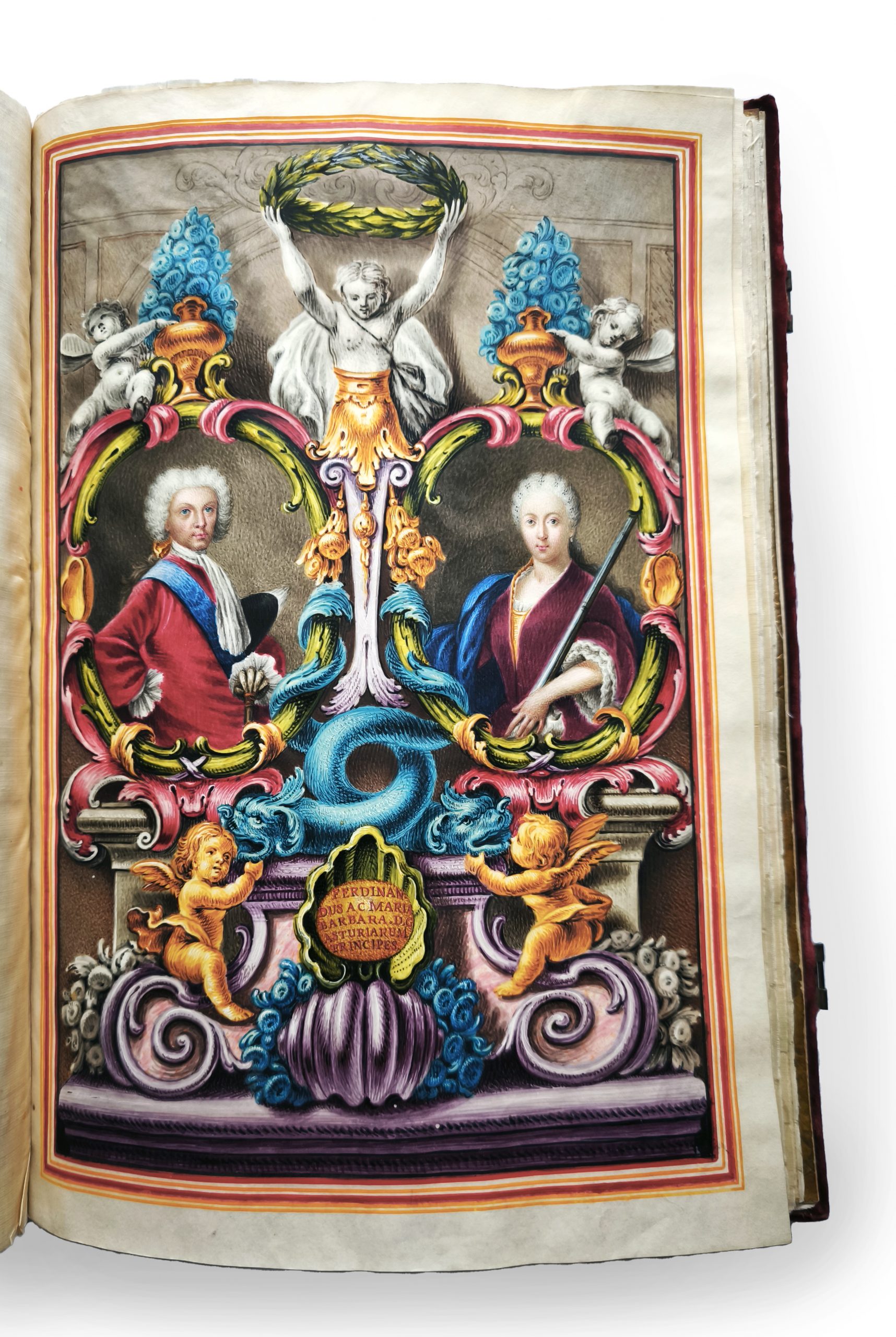 A Superbly Illuminated Carta Executoria by Phillip V of Spain to William Terry in a Magnificent Contemporary Red Velvet Binding