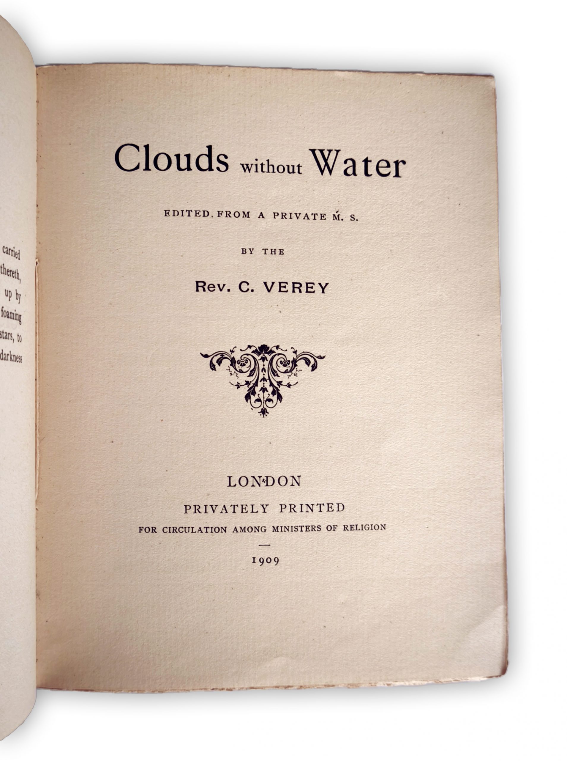 [CROWLEY, Aleister], “Rev. C. Verey.” Clouds Without Water.